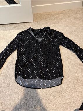 Uniqlo Black and White Polka Dot Blouse